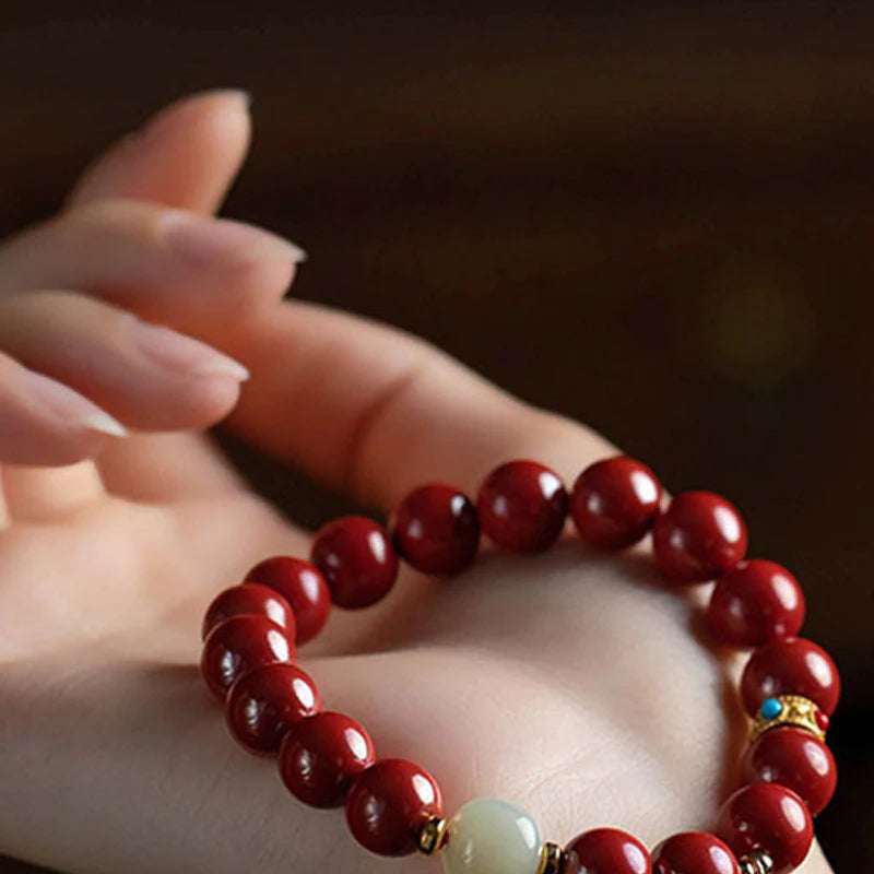 Buddha Stones Cinnabar Jade Healing Protection Charm Bracelet (Extra 35% Off | USE CODE: FS35)