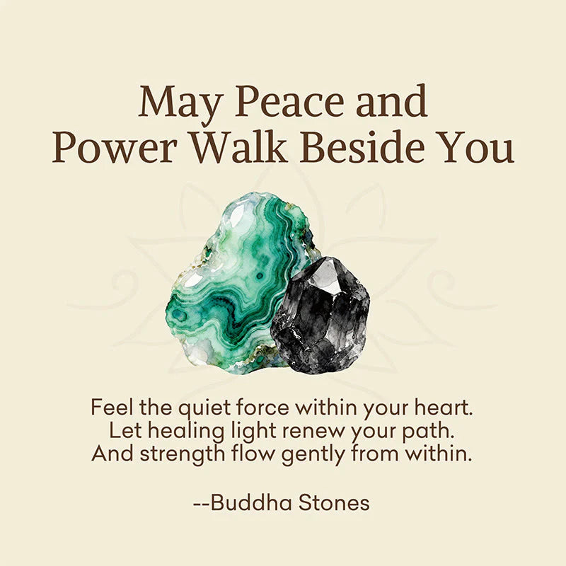 Buddha Stones May Peace and Power Walk Beside You Malachite Bracelet Includes Gift Message Card