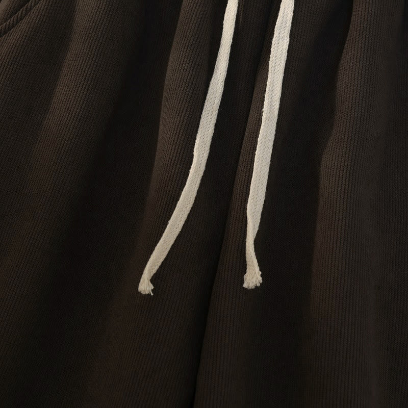 Buddha Stones Women's Patchwork Cotton Corduroy Fleece-Lined Wide Leg Pants With Pockets