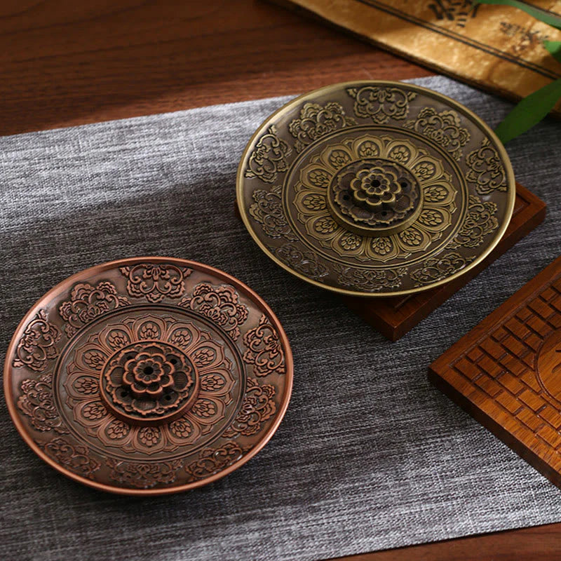 Buddha Stones Lotus Dragon Phoenix Eight Auspicious Symbols Zinc Alloy Incense Stick Holder Healing Incense Burner Decoration (Extra 35% Off | USE CODE: FS35)