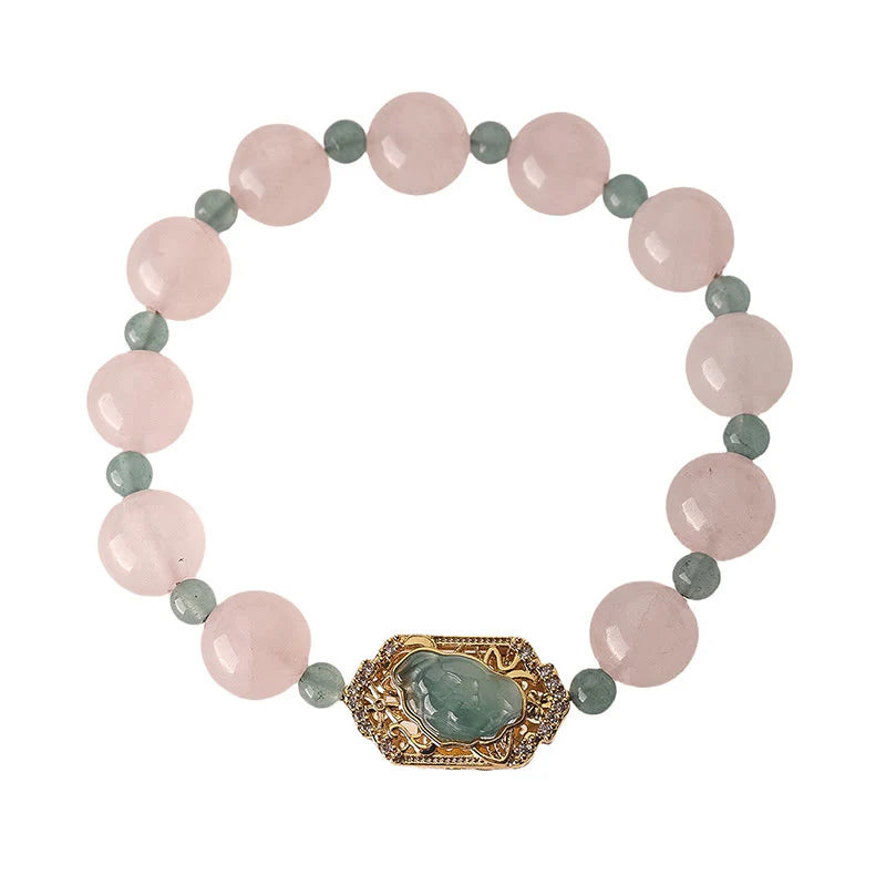 Buddha Stones Rose Quartz Jade Caring Kindness Bracelet