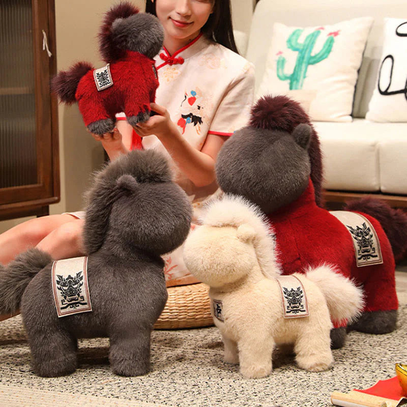 Buddha Stones Year Of The Horse Embroidered Saddle Pad Plush Doll Home Decoration