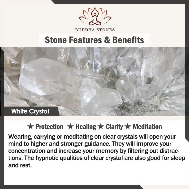 Buddha Stones Natural White Crystal Flower 925 Sterling Silver Adjustable Healing Ring