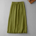 Buddha Stones Commute Elastic Waistband Pleated Hem Capri Length Women's Lined Skirt With Pockets