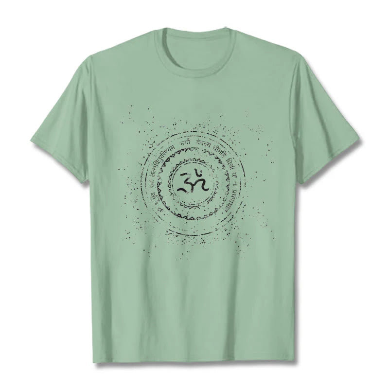 Buddha Stones Mandala Om Symbol Mantra Pattern Tee Cotton T-shirt