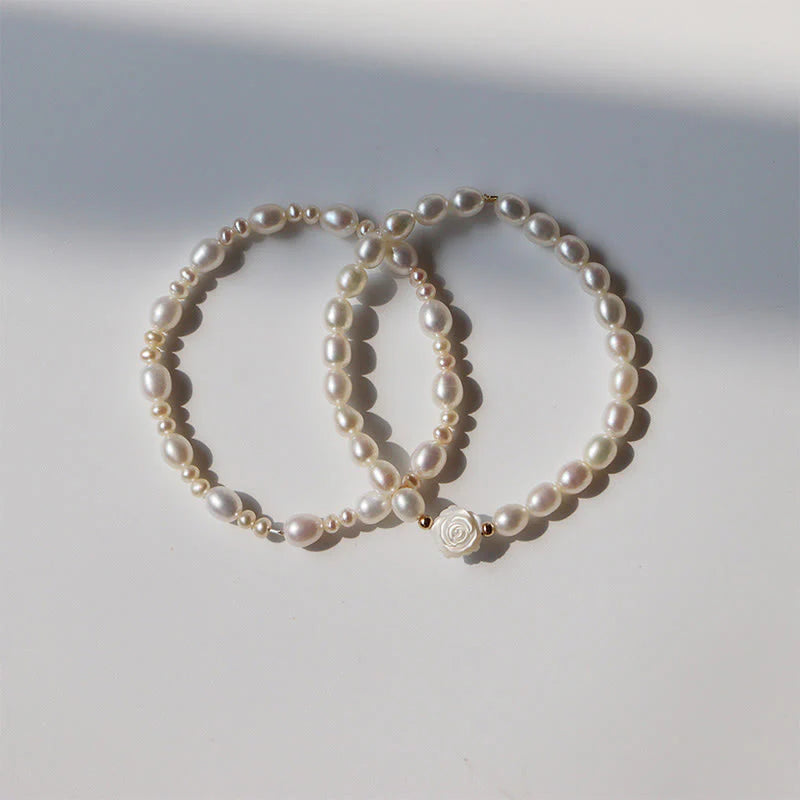 Buddha Stones Natural Flower Pearl Sincerity Bead Bracelet