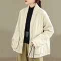 Buddha Stones Winter Solid Long Sleeve Cotton Women's Thermal Jacket With Pockets