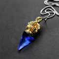 Buddha Stones Tibetan Dorje Vajra 4 Prong Lotus Liuli Crystal Strength Necklace Pendant