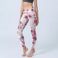 Buddha Stones Pink Rose Red Flowers Print Exercise Leggings Women's Yoga Pants