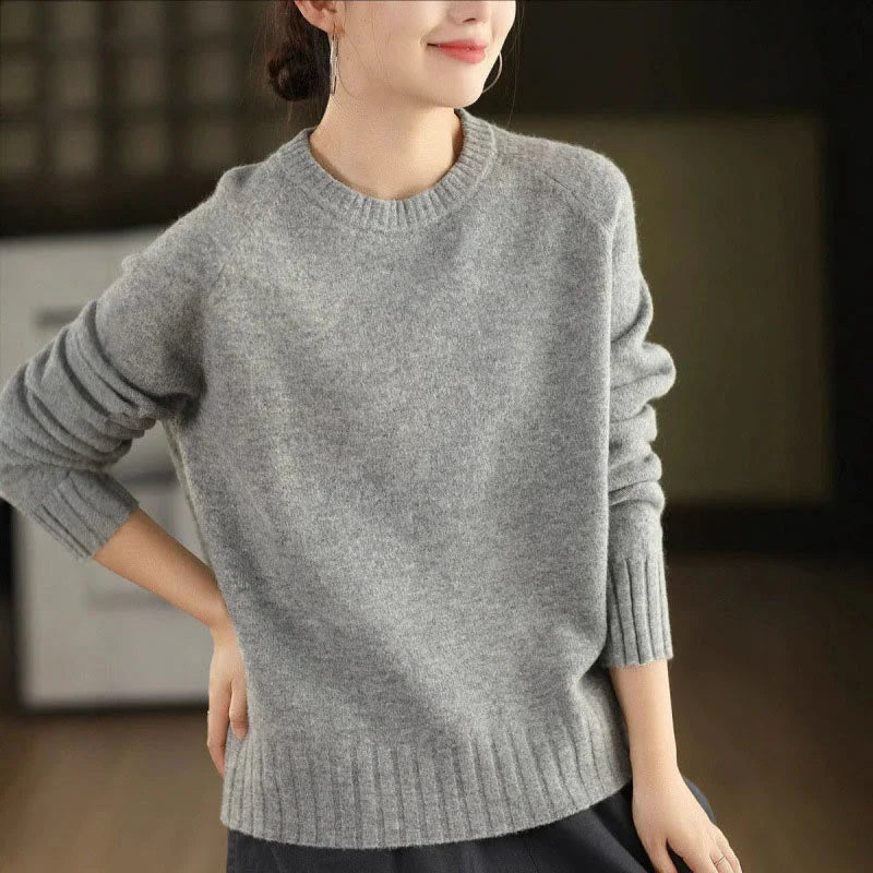 Buddha Stones Winter Crew Neck Warm Long Sleeve Women's Cotton Knitted Sweater