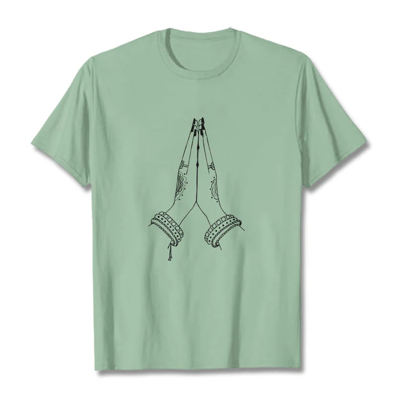 Buddha Stones Put Hands Together Prayer Design Tee T-shirt