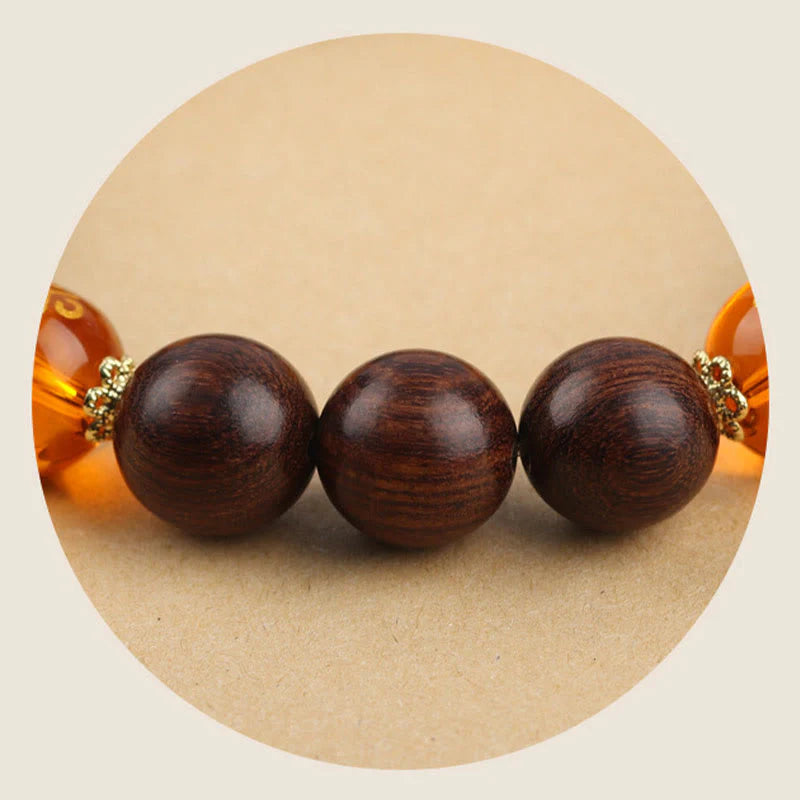 Buddha Stones Natural Phoebe Zhennan Wood Om Mani Padme Hum God Of Wealth Crystal Protection Bracelet (Extra 40% Off | USE CODE: FS40)