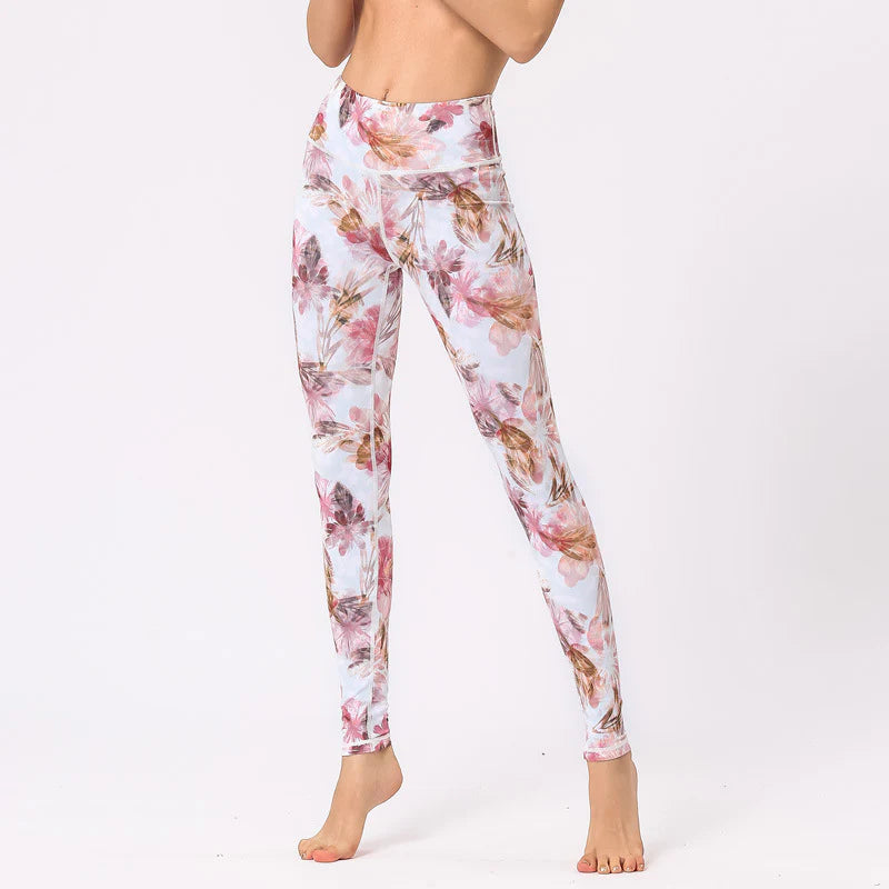 Buddha Stones Multicolored Print Flowers Pants Sports Exercise Fitness High Waist Leggings Women's Yoga Pants