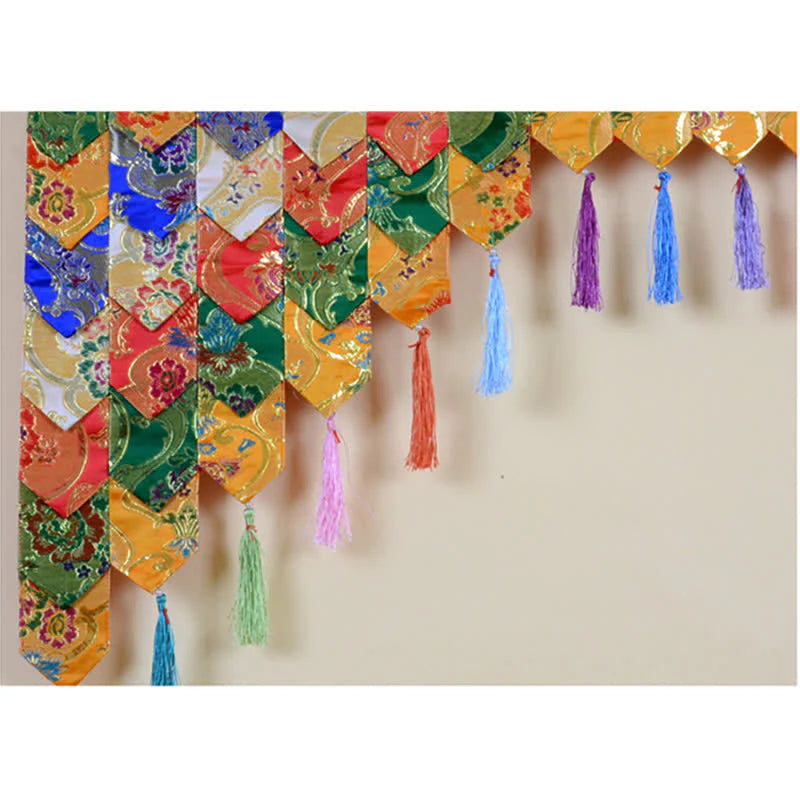 Buddha Stones Tibetan Five Colors Hanging Curtain Prayer Altar Healing Meditation Curtain