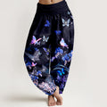 Buddha Stones Pure Cotton Dreamlike Butterfly Flower Grass Bamboo Pattern Women's Elastic Waist Harem Pants