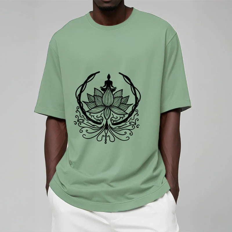 Buddha Stones Meditation Buddha Seated Inside A Lotus Flower Tee T-shirt