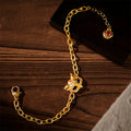 Buddha Stones 24k Gold Plated Brass Fox Design Heart Charm Chain Bracelet