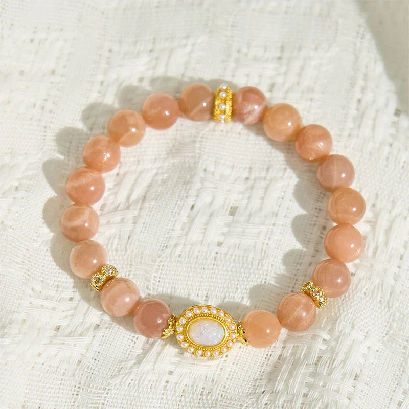 Buddha Stones Natural Peach Moonstone Adjustable Soothing Bracelet