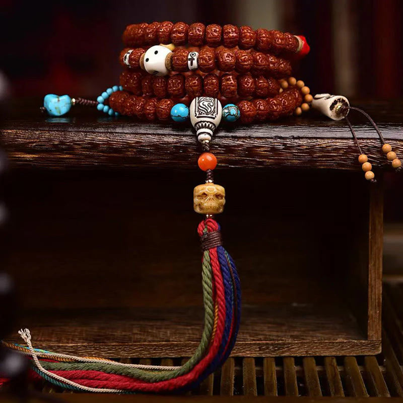 Buddha Stones 108 Beads Rudraksha Bodhi Seed Wealth Tassel Mala