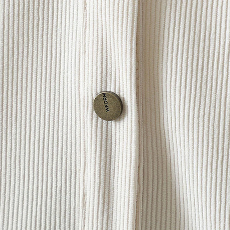 Buddha Stones Commute Plain Buttons Cotton Corduroy Women's Long Sleeve Shirt