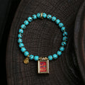 Buddha Stones Thangka Gau Amulet Box Turquoise Fu Character Protection Bracelet