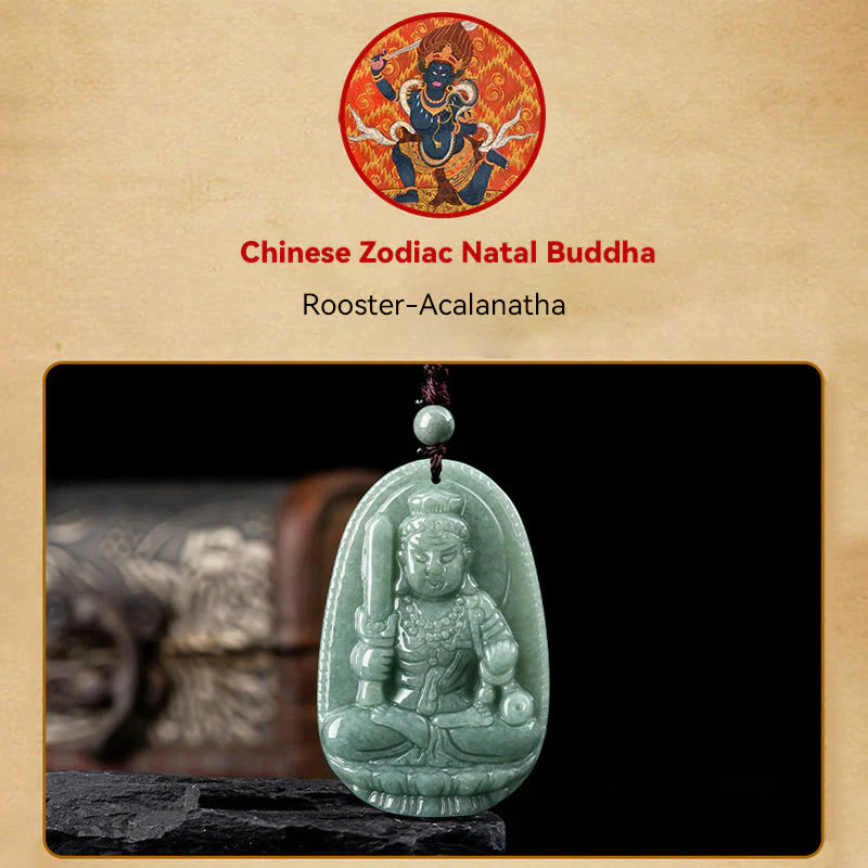 Buddha Stones Chinese Zodiac Natal Buddha Natural Jade Wealth Prosperity Necklace Pendant (Extra 30% Off | USE CODE: FS30)