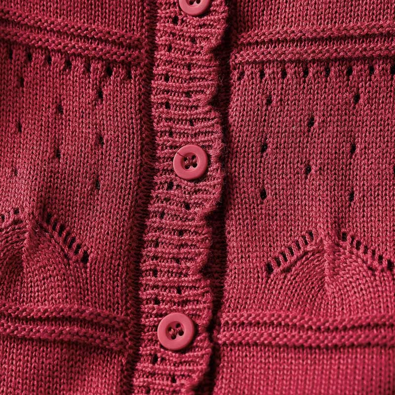 Buddha Stones Fall Lace Buttons Cotton Women's Long Sleeve Knitted Cardigan Sweater With Pockets