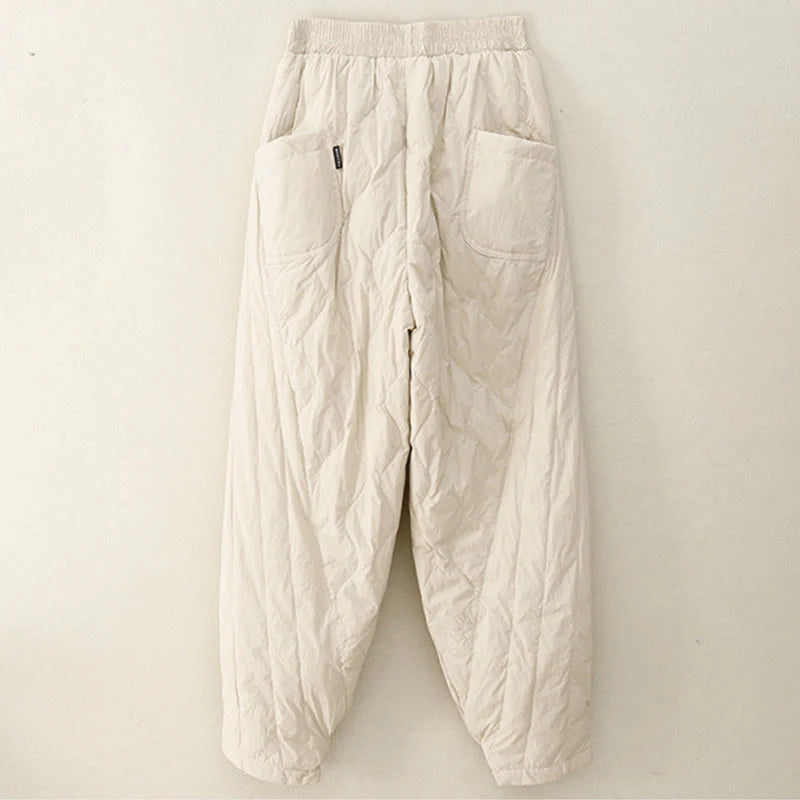 Buddha Stones Winter Solid Color Women's Cotton Thermal Pants With Pockets