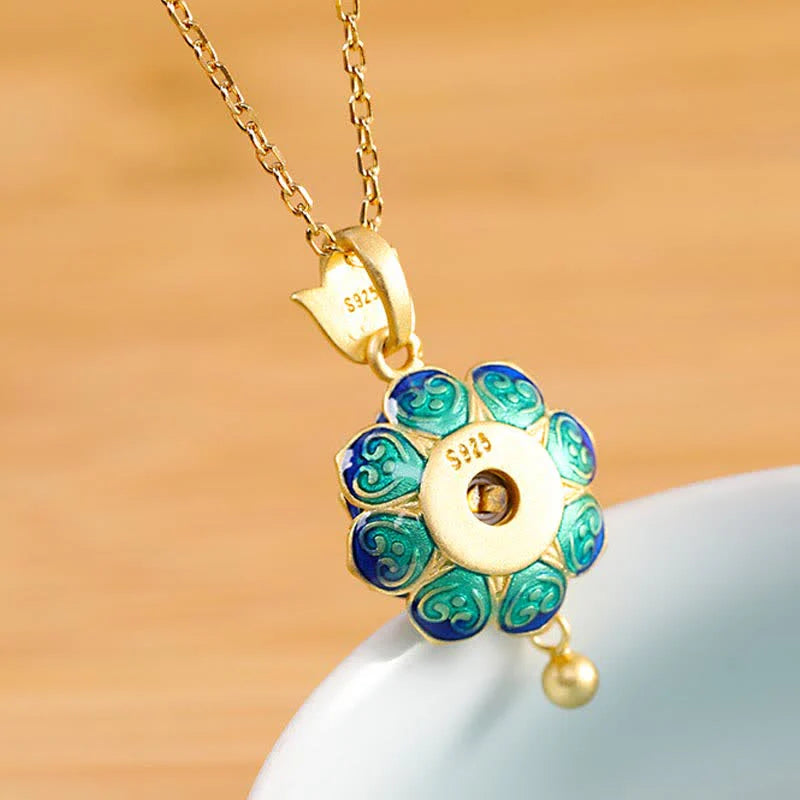 Buddha Stones 925 Sterling Silver Tibet Lotus Prayer Wheel Red Agate Enlightenment Necklace Pendant