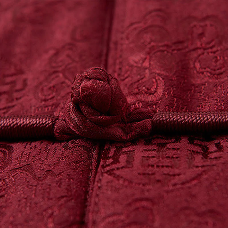 Buddha Stones Embroidery Pattern Stand Collar Long Sleeve Men's Tang Suit Jacket With Pockets