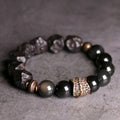 Buddha Stones Black Obsidian Ebony Wood Copper Strength Couple Bracelet (Extra 30% Off | USE CODE: FS30)
