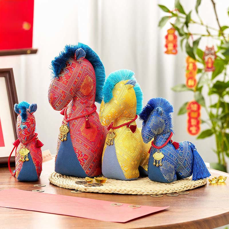 Buddha Stones Year Of The Horse Red String Embroidery Ingot Tassel Decoration