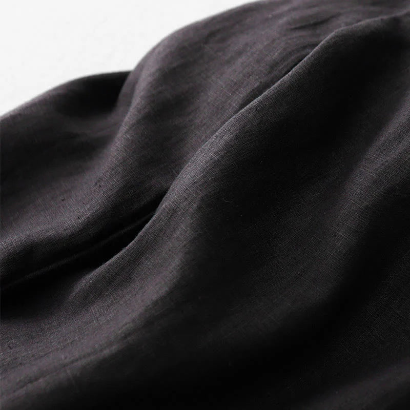 Buddha Stones Casual High Waist Ruffled Drawstring Design Women's Wide Leg Cotton Pants With Pockets