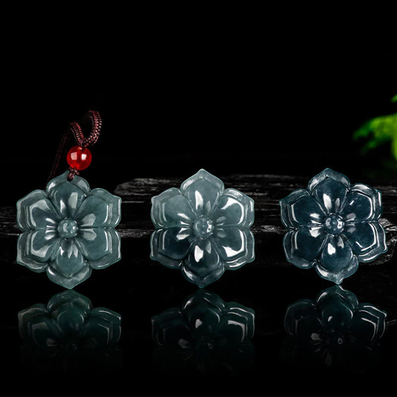 Buddha Stones Peach Blossom Jade Prosperity Necklace Pendants