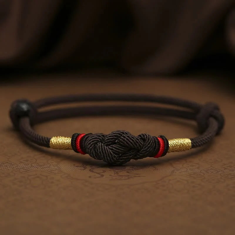 Bring Good Luck Red String Jade Fortune Knot Braided Couple Bracelet