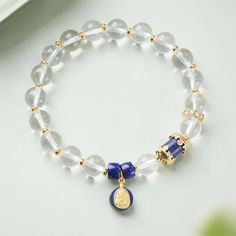 Buddha Stones Clear Quartz Zakiram Protection Bracelet