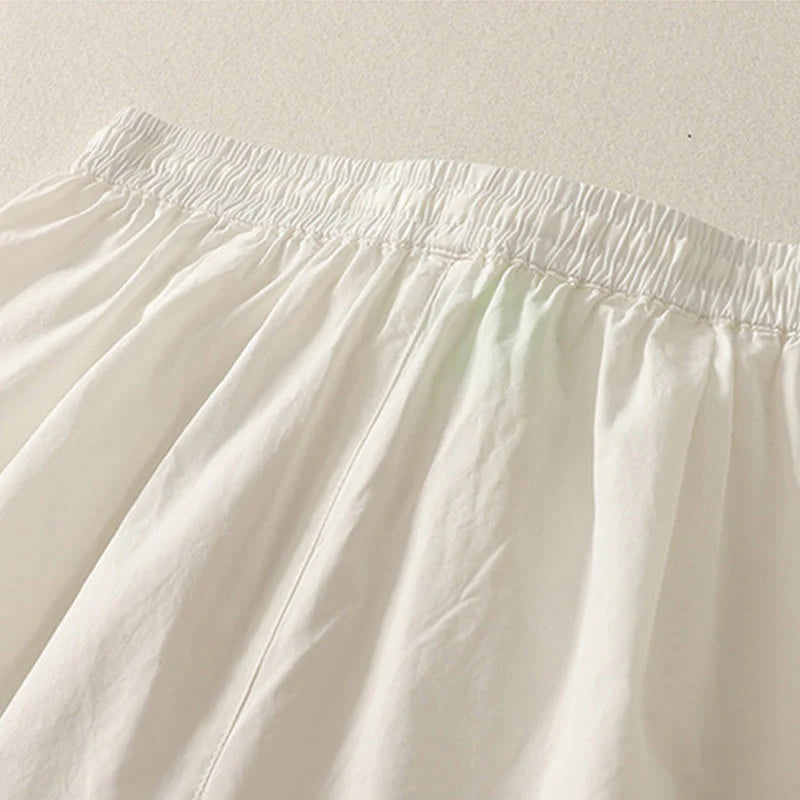 Buddha Stones Casual Ruffle Hem Patchwork Design Drawstring Ankle-length Women's Cotton Pants With Pockets