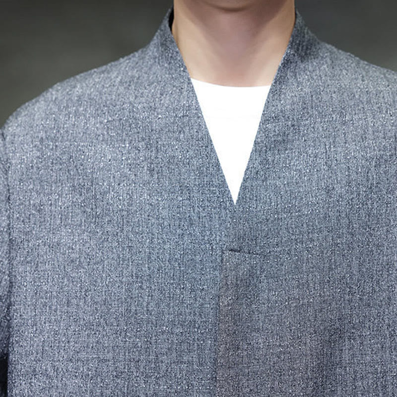 Buddha Stones Spring Fall Solid Color Long Sleeve Men's Jacket