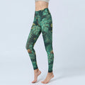 Buddha Stones Leaves Print Sports Fitness Yoga High Waist Leggings Women's Yoga Pants