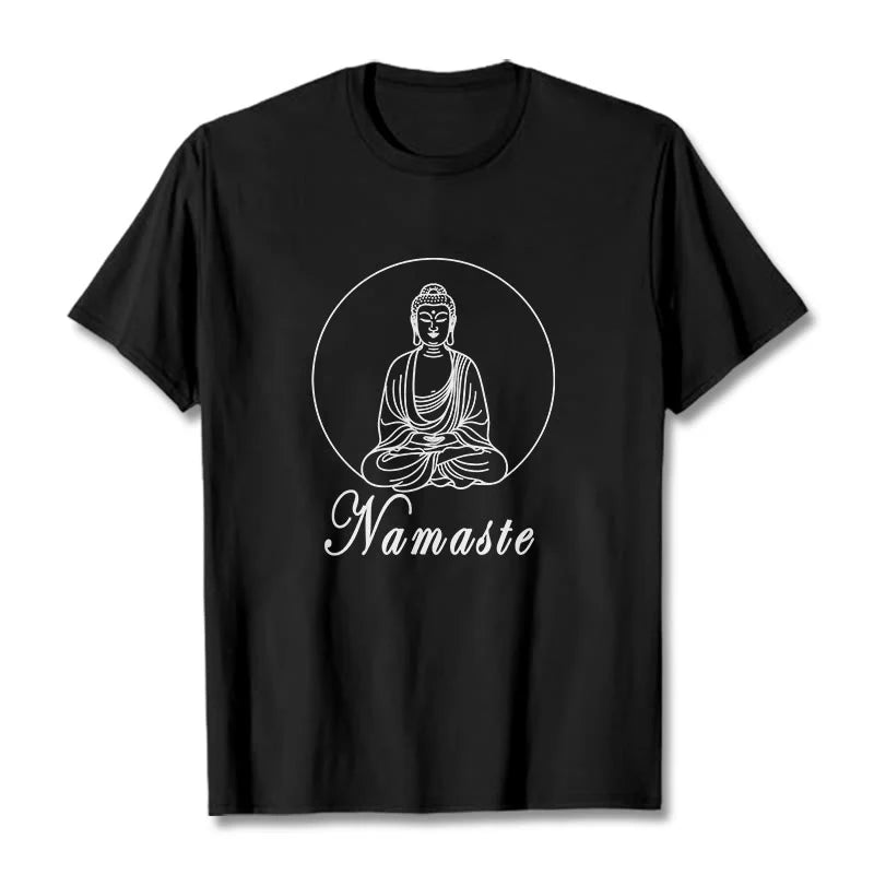 Buddha Stones NAMASTE Buddha Meditating Tee T-shirt