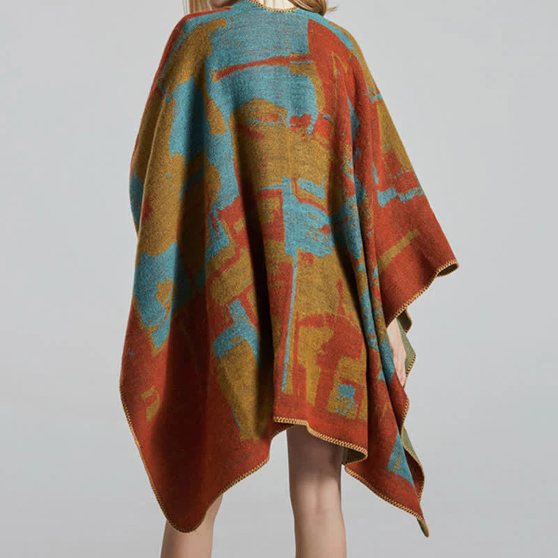 Buddha Stones Tibetan Orange Shawl Warm Cloak Scarf