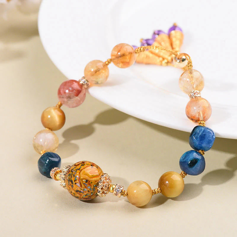 Buddha Stones Tibetan Lacquer Bead Hand-woven Various Crystals Power  Bracelet