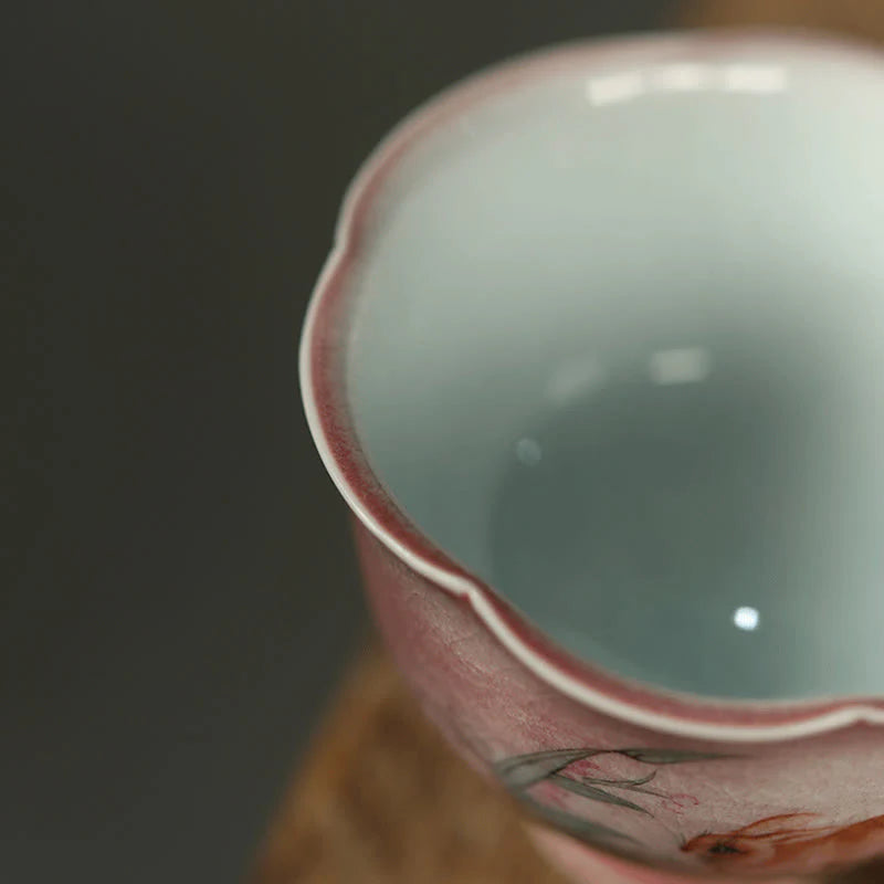 Buddha Stones Hand-painted Rabbit Orchid Flower Begonia Ceramic Teacup Kung Fu Tea Cup 75ml