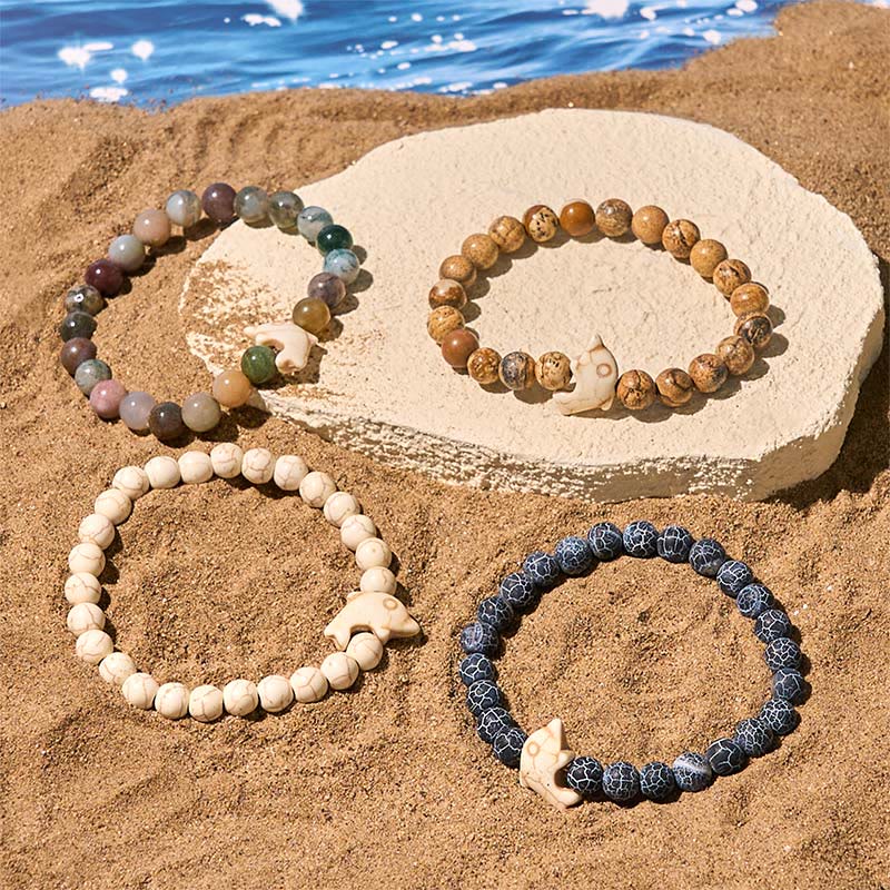 Buddha Stones Natural Various Stones Dolphin Spiritual Balance Bracelet