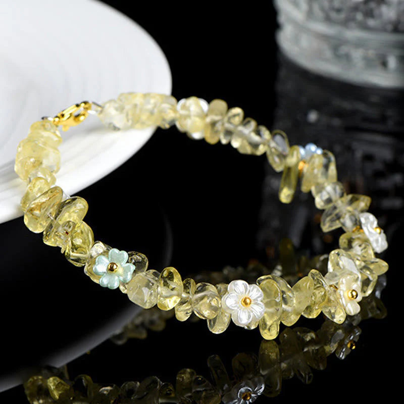 Buddha Stones Natural Aquamarine Peridot Strawberry Quartz Various Crystals Serenity Bracelet