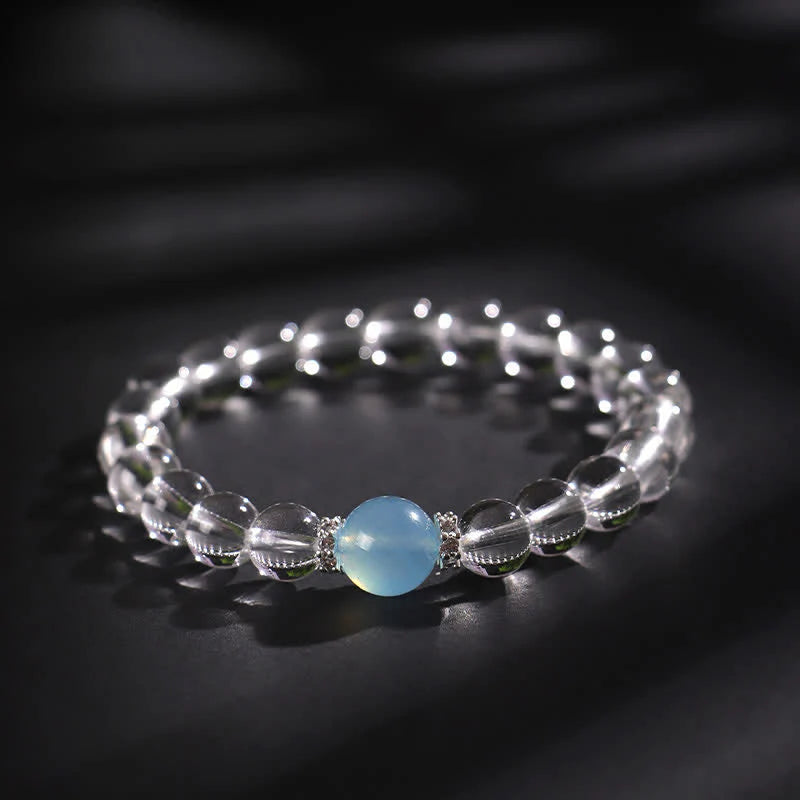 Buddha Stones Clear Quartz Aquamarine Healing Bracelet