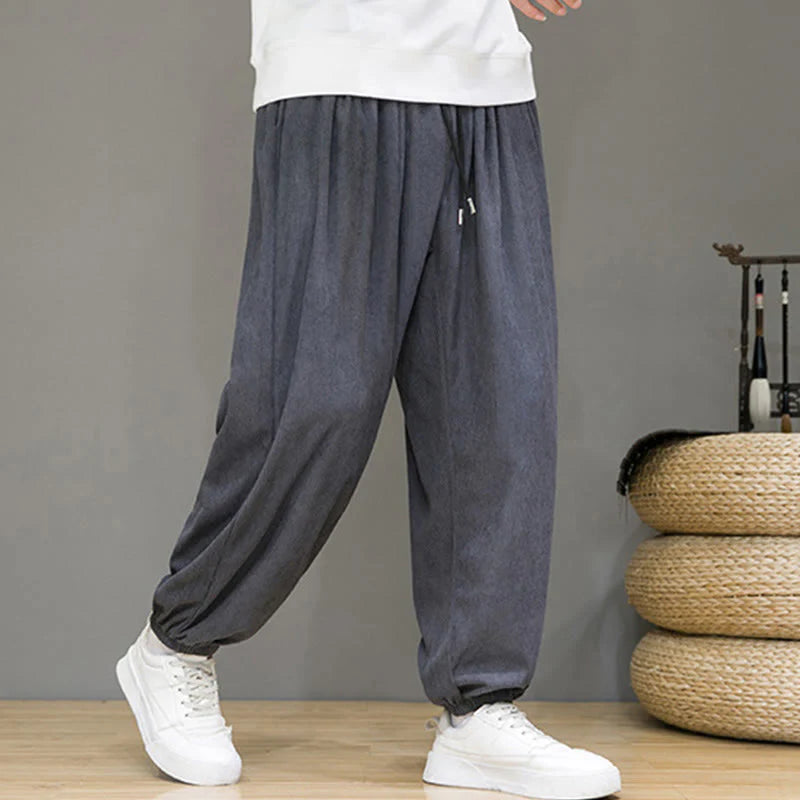 Buddha Stones Commute Plain Men's Thermal Fleece-Lined Ankle-Length Pants With Pockets