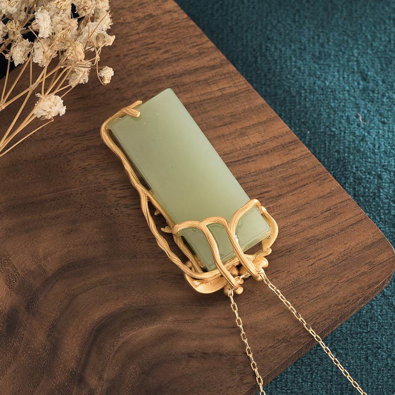 Buddha Stones Natural Green Aventurine Balance Necklace Pendant