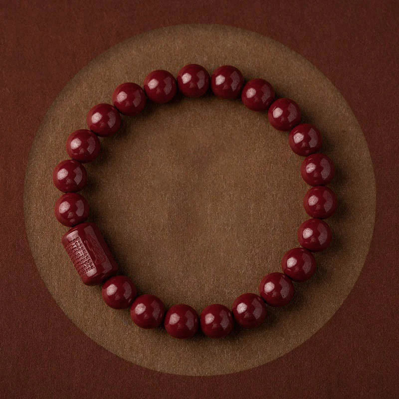 Buddha Stones Natural Cinnabar Heart Sutra Blessing Bracelet