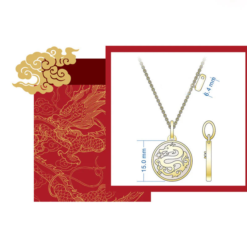 âââA Flash Sale- Buddha Stones 925 Sterling Silver Tridacna Stone Year of the Dragon Fu Character Luck Strength Necklace Pendant